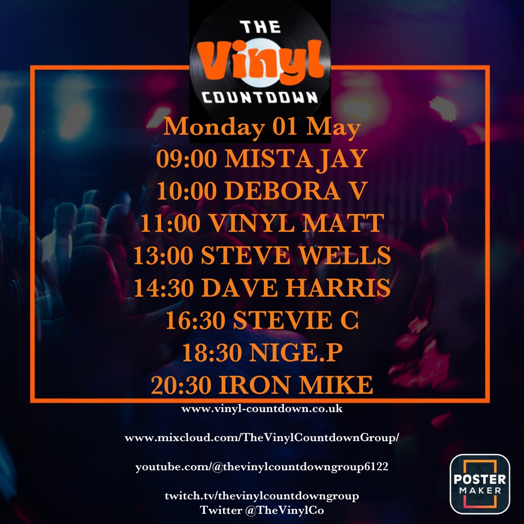 TheVinylCo's tweet image. Full line up of DJs live on air for Bank Holiday Monday #vinyldjs