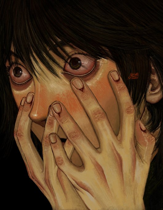 「covering face hands up」 illustration images(Latest)