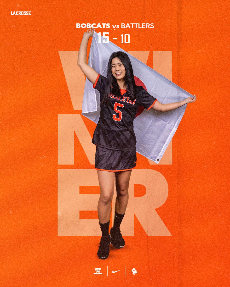 WVWCLAX's tweet photo. THAT'S A WESLEYAN WINNER!!

Yuka Mizuide and Kaitlyn Canby combine for nine goals on Senior Day to lead the Bobcats! https://t.co/MZ6jy5aeOz