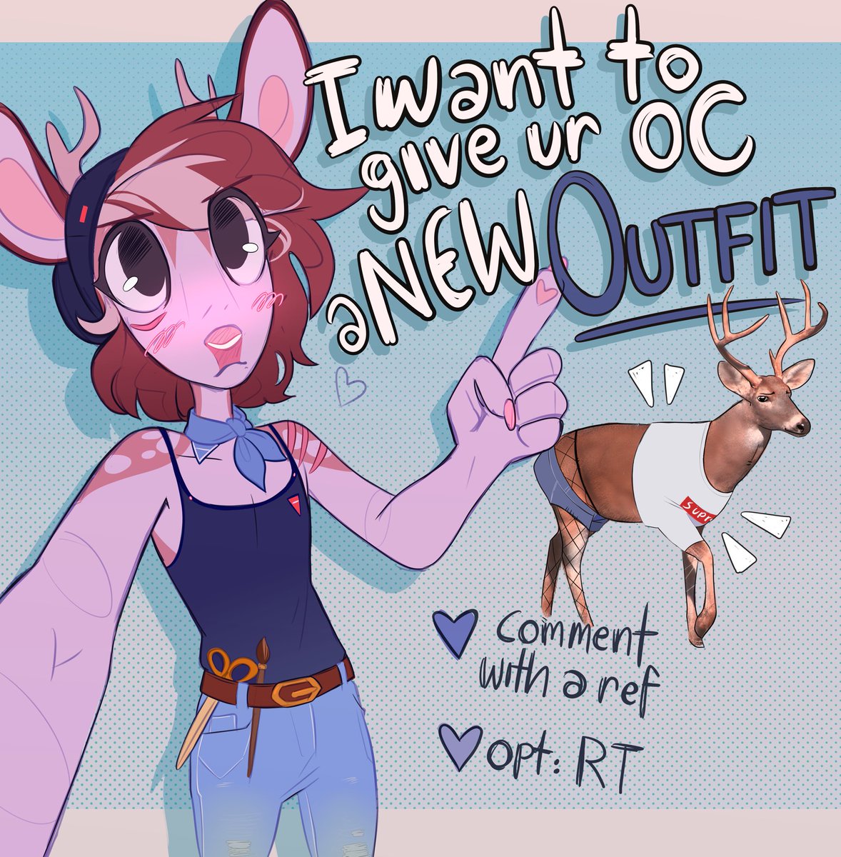 heresvix's tweet image. Does your fursona need a new OUTFIT? say no more! 🪡✂️

🧡 Leave your creature in the comments ( ref )
😳 *RT optional but appreciated!