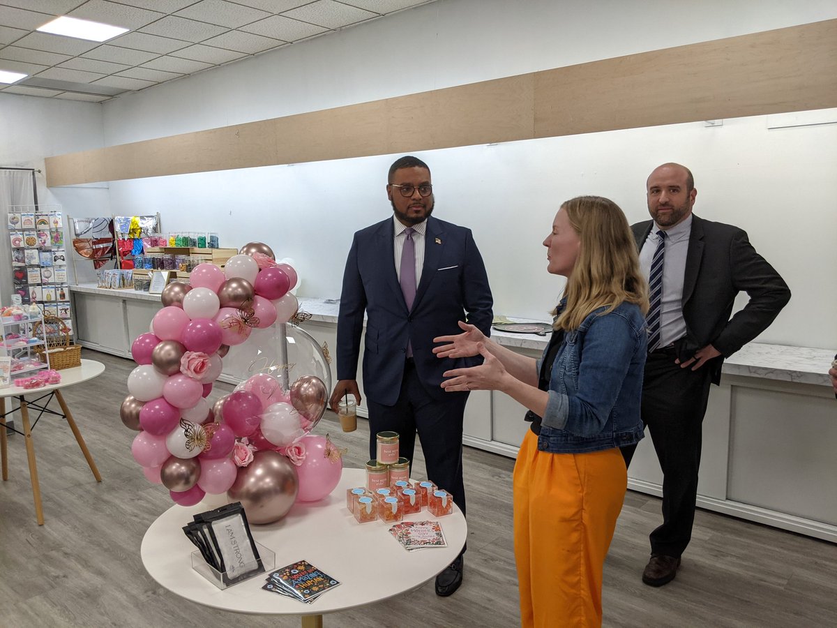 I attend DCED’s kick off to PA small business week today in Downtown Washington.  We took  Lieutenant Governor Austin Davis and acting Secretary of the DCED Rick Siger on a tour of several of our business, Ignite,  the Table Coffee,  Wild Hope Boutique, and The Cheerful Balloon