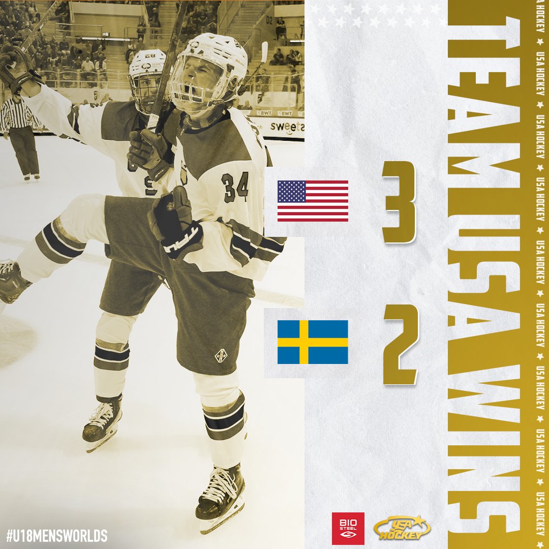 usahockey's tweet photo. Team USA is GOLDEN 🥇

@BioSteelSports | #U18MensWorlds https://t.co/cbx2xhpK2g