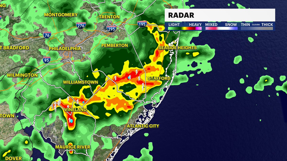MichelePowersWx's tweet photo. βοΈNJ STORM WATCH: Thunderstorms have popped up over S. NJ this afternoon. Some could become strong with winds gusting to 40 mph and small hail.
Stay weather aware today.
@news12nj https://t.co/ltqmjF0A1s
#n12stormwatchers #soakingrain #sunday https://t.co/tJ8eX6vxhU