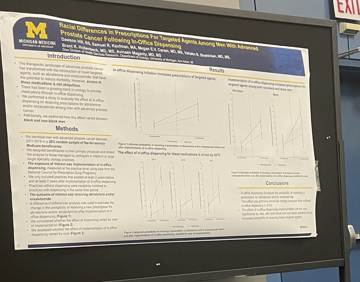 Dawson Hill (@daws_hill) on Twitter photo Incredibly honored to present our work on the impact of in-office pharmacies on access to treatment in advanced prostate cancer #AUA23
S/O to my mentor <a href="/AviMaganty/">Avi Maganty MD</a>
<a href="/UMichUrology/">Michigan Urology</a> Incredibly honored to present our work on the impact of in-office pharmacies on access to treatment in advanced prostate cancer #AUA23
S/O to my mentor <a href="/AviMaganty/">Avi Maganty MD</a>
<a href="/UMichUrology/">Michigan Urology</a>