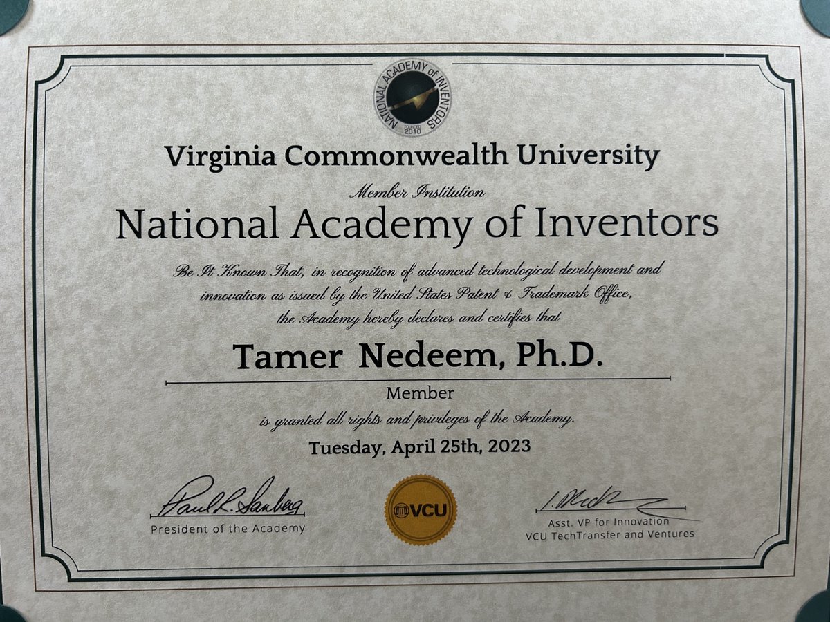 Tamer Nadeem (@tamernadeem) on Twitter photo I am thrilled to announce my induction into the National Academy of Inventors (<a href="/AcadofInventors/">National Academy of Inventors</a>) Chapter at <a href="/VCU/">VCU</a>. I am grateful for this honor and excited to continue innovating! <a href="/VCUMuSIC/">Mobile Systems & Intelligent Communication Lab</a> Lab <a href="/VCUENGR/">VCU Engineering</a> <a href="/VCUresearch/">VCU Research</a> <a href="/VCU/">VCU</a> I am thrilled to announce my induction into the National Academy of Inventors (<a href="/AcadofInventors/">National Academy of Inventors</a>) Chapter at <a href="/VCU/">VCU</a>. I am grateful for this honor and excited to continue innovating! <a href="/VCUMuSIC/">Mobile Systems & Intelligent Communication Lab</a> Lab <a href="/VCUENGR/">VCU Engineering</a> <a href="/VCUresearch/">VCU Research</a> <a href="/VCU/">VCU</a>