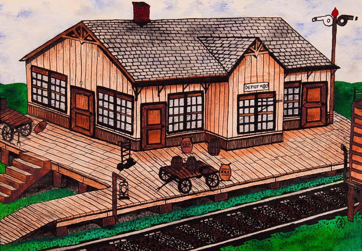 May 13this National Train Day. This is my watercolor painting of an abandoned railroad station depot. redbubble.com/shop/ap/325677…
#mattstarrfineart #art  #NationalTrainDay #train #trains #railroad #depot #building #antique #railway #historic #locomotive #caboose