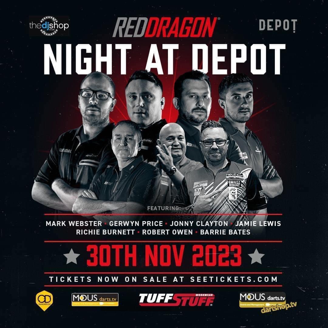 The Pride of Wales 🏴󠁧󠁢󠁷󠁬󠁳󠁿

Celebrating Welsh darts like no one else, as this unbelievable night hits Cardiff ❤️❤️ 

Book here 🎫 👉🏻 bit.ly/DEPOT2023
📆 30th November
🏟 Depot Cardiff

<a href="/Gezzyprice/">Gerwyn Price</a> <a href="/JonnyClay9/">Jonny Clayton</a> <a href="/Webby180/">Mark Webster</a> <a href="/stackattack84/">Rob Owen</a> the one and only Richie Burnett