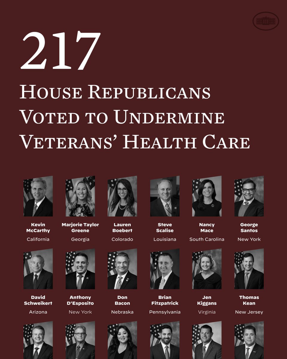 POTUS46Archive's tweet image. We have a sacred obligation to care for the men and women who fought to protect our freedom.
 
This is how MAGA Republicans in Congress have chosen to repay them.