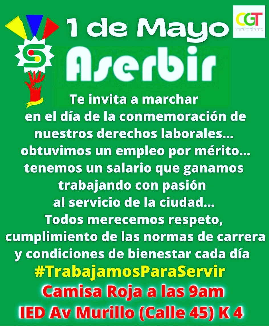 aserbir's tweet photo. Sindicato de @alcaldiabquilla  este #1DeMayoALaCalle por la protección de nuestros derechos de carrera y #merito @CGTCol @UTRADECC @MintrabajoCol @Todos_Contamos @jaimepumarejo https://t.co/3eMy5aNUWH