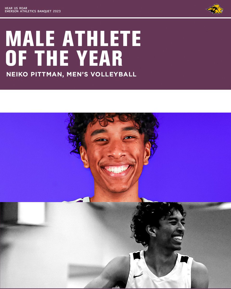 EmersonLions's tweet photo. MALE &amp; FEMALE ATHLETE OF THE YEAR

⚽️ Cali Bruce, @emersonwsoccer 
🏐 Neiko Pittman, @EmersonVBALL https://t.co/KjGjC6YhEK