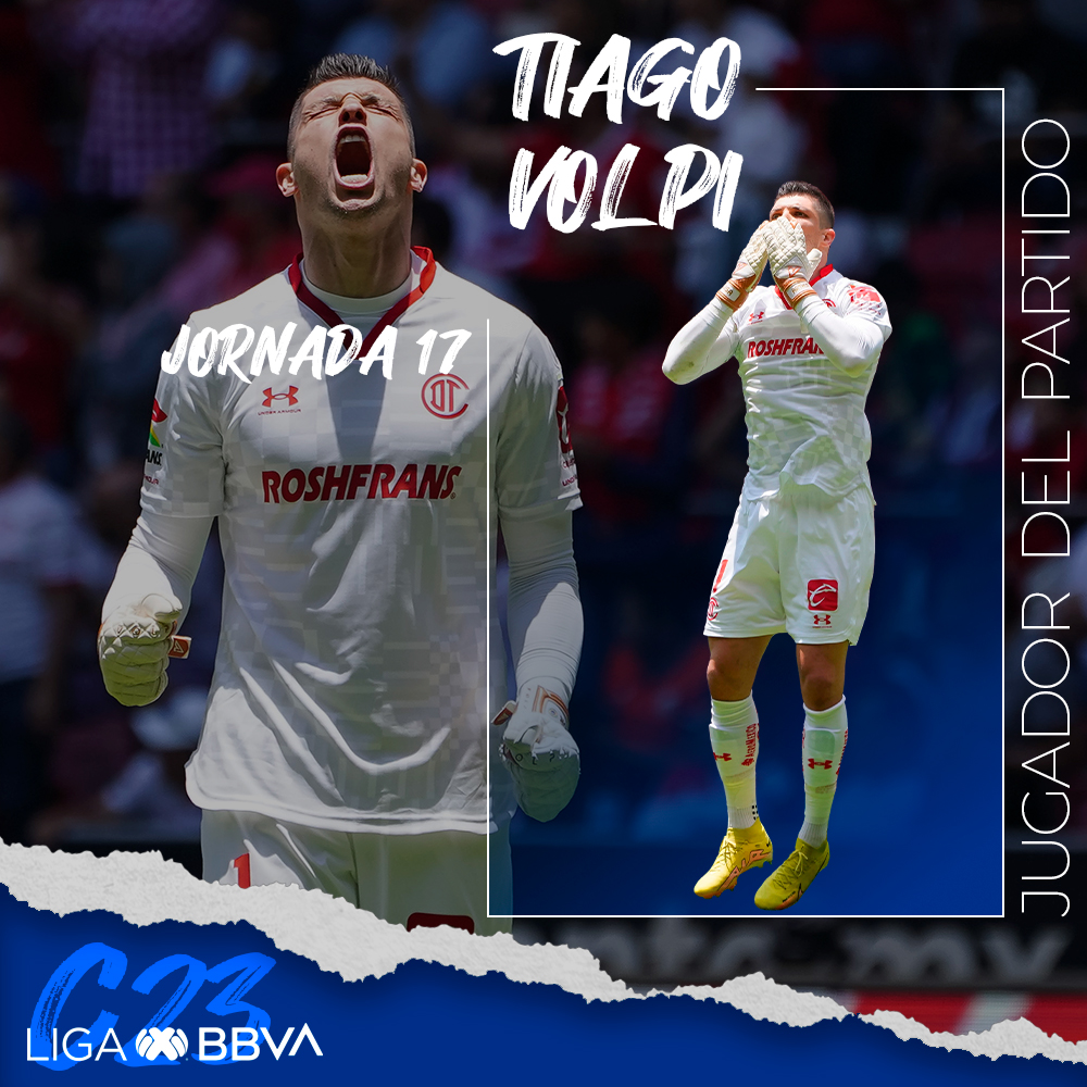 #JugadorDelPartido - Tiago Volpi Además de atajadas clave, el portero del @TolucaFC sumó un gol más a su cuenta, vía penal, definiendo como verdadero killer. #LigaBBVAMX ⚽ #Clausura2023