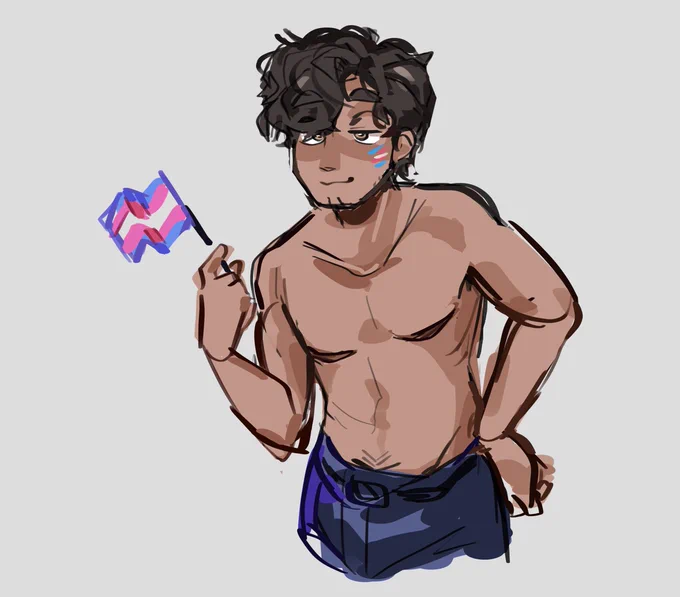 Taking a break from drawing by drawing Aaron says trans rights