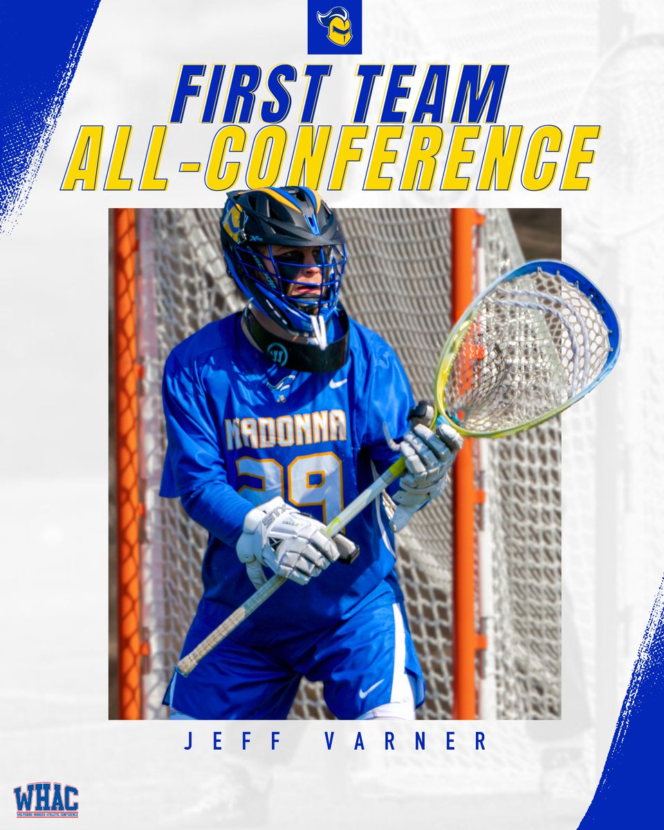 MUCrusadersMLAX's tweet photo. Congrats to Jeff Varner on earning WHAC First Team All-Conference 🏆

Varner recorded the highest save percentage in WHAC history (63.7%) along with breaking the record for most saves in an NAIA season (265) ⚔️ 

#CrusaderNation #MadonnaLacrosse https://t.co/RCmGQJnuoA