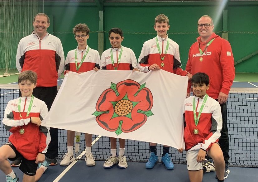TennisLancs's tweet photo. A great weekend for our 14 &amp; Under #LTACountyCup Boys team who won Group 2e in a tiebreak shootout against @ltanotts Well done to the players and captains 👍🎾🌹🥇 https://t.co/M1INNbJwgK