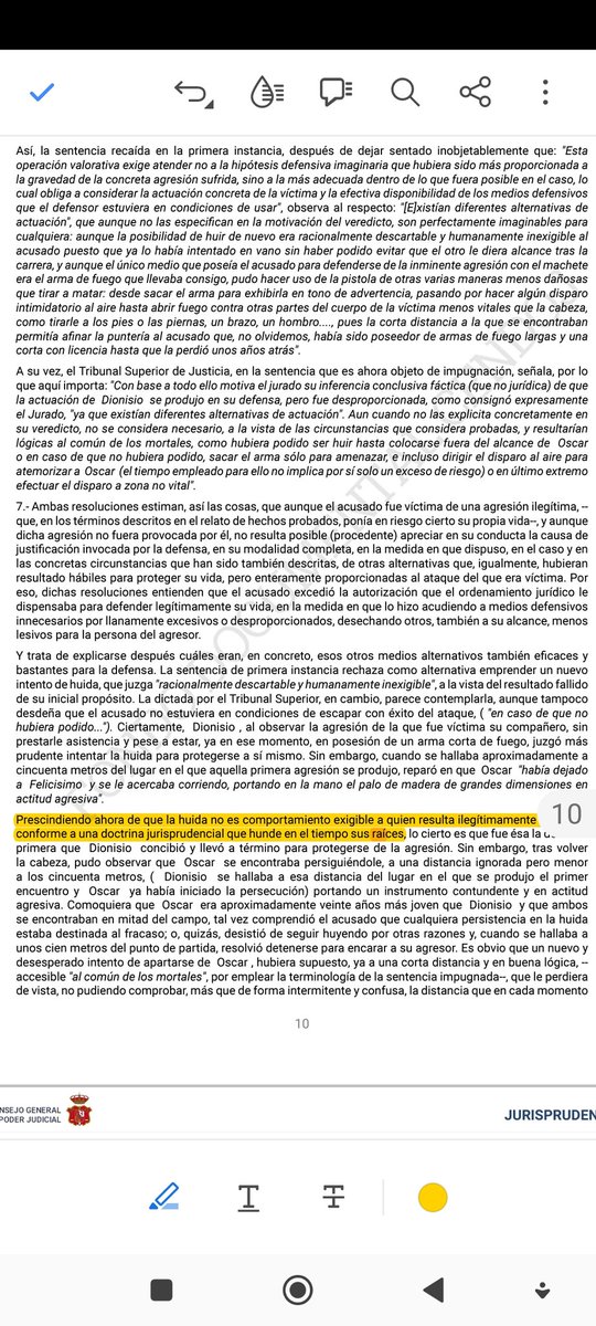 ElHispano77's tweet photo. Esta sentencia del TS, sobre Legítima defensa es muy muy interesante, recoge conceptos como: estrés de combate y la regla de Tueller.  Además explica muy bien lo que es la necesidad racional del medio empleado, lo de disparar a zonas no vitales etc. Recomiendo su lectura para https://t.co/yetrJXEhe4