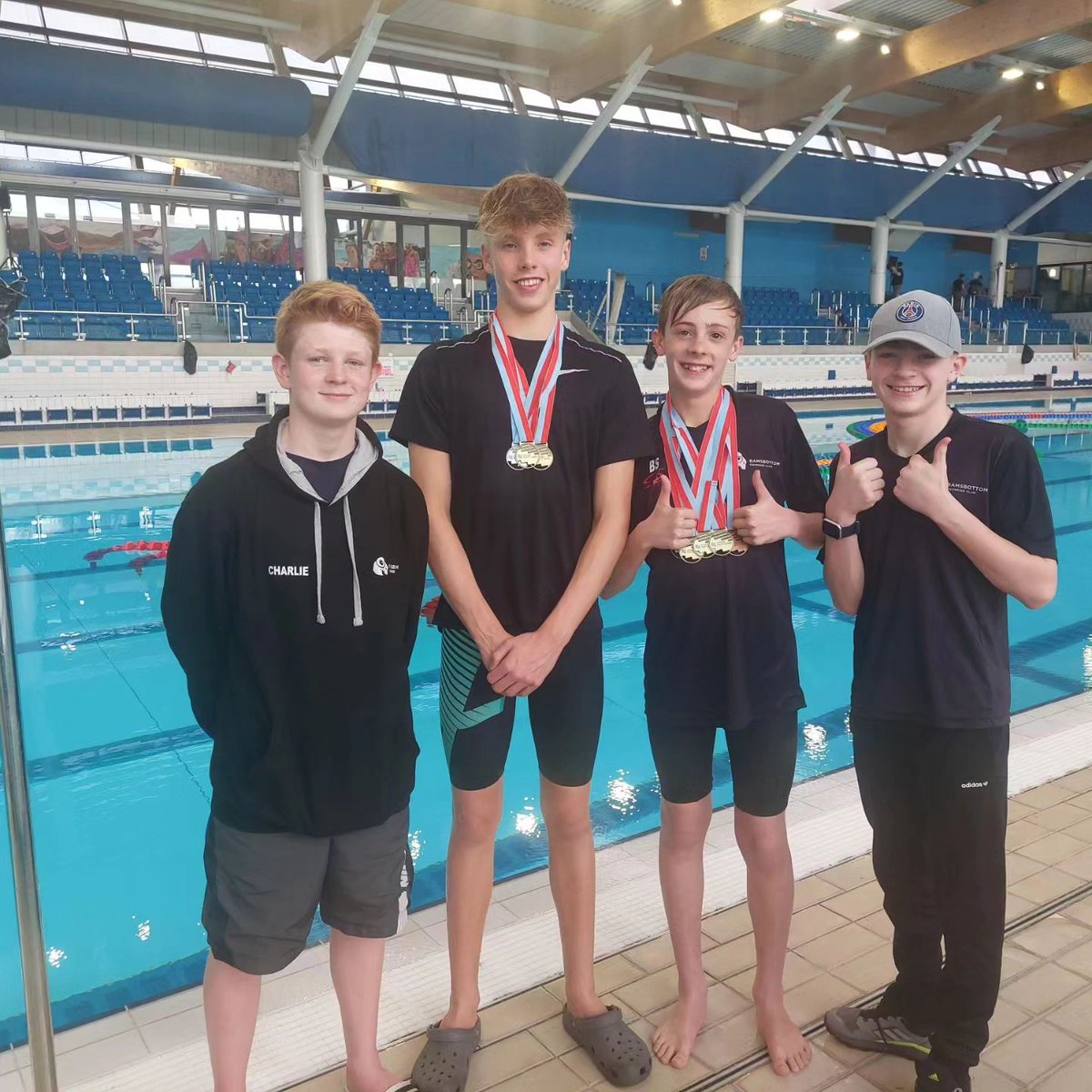 RamsbottomASC's tweet photo. Another Day and another set of finalists. 
Sammy Sutcliffe
Gold 50 back, 100 free
Silver 200 back
Cormac Whiteley 
Bronze 100 free
Ben Saxby
Gold 50 back, 200 Back
Finaled 100 free.
Charlie finaled 100 free https://t.co/x69vv5PP8N