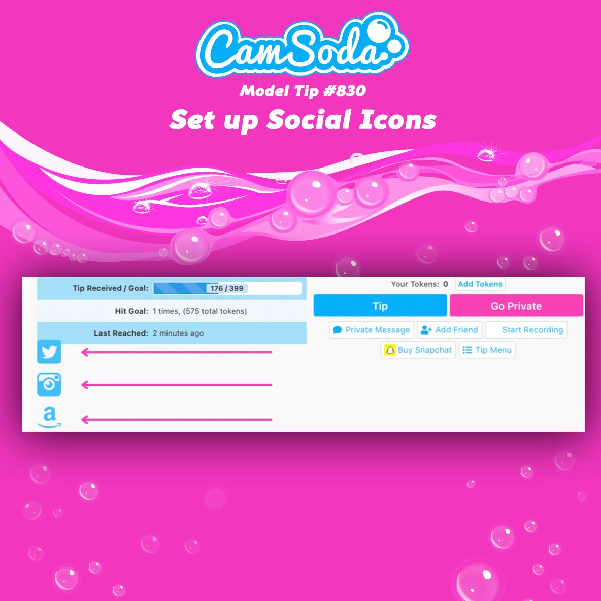 CamSodaGirls on X: 🫧MODEL TIP MONDAY🫧 Want to have your fans see even  more of you? Just add your social media platforms to your cam room directly  on your page! It's a