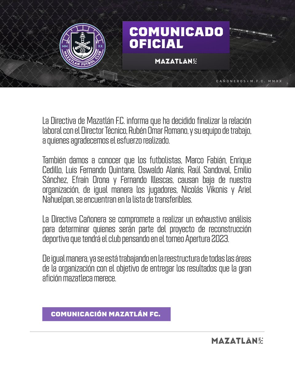 MazatlanFC's tweet image. 𝐌𝐚𝐳𝐚𝐭𝐥𝐚́𝐧 𝐅.𝐂. 𝐈𝐧𝐟𝐨𝐫𝐦𝐚:
