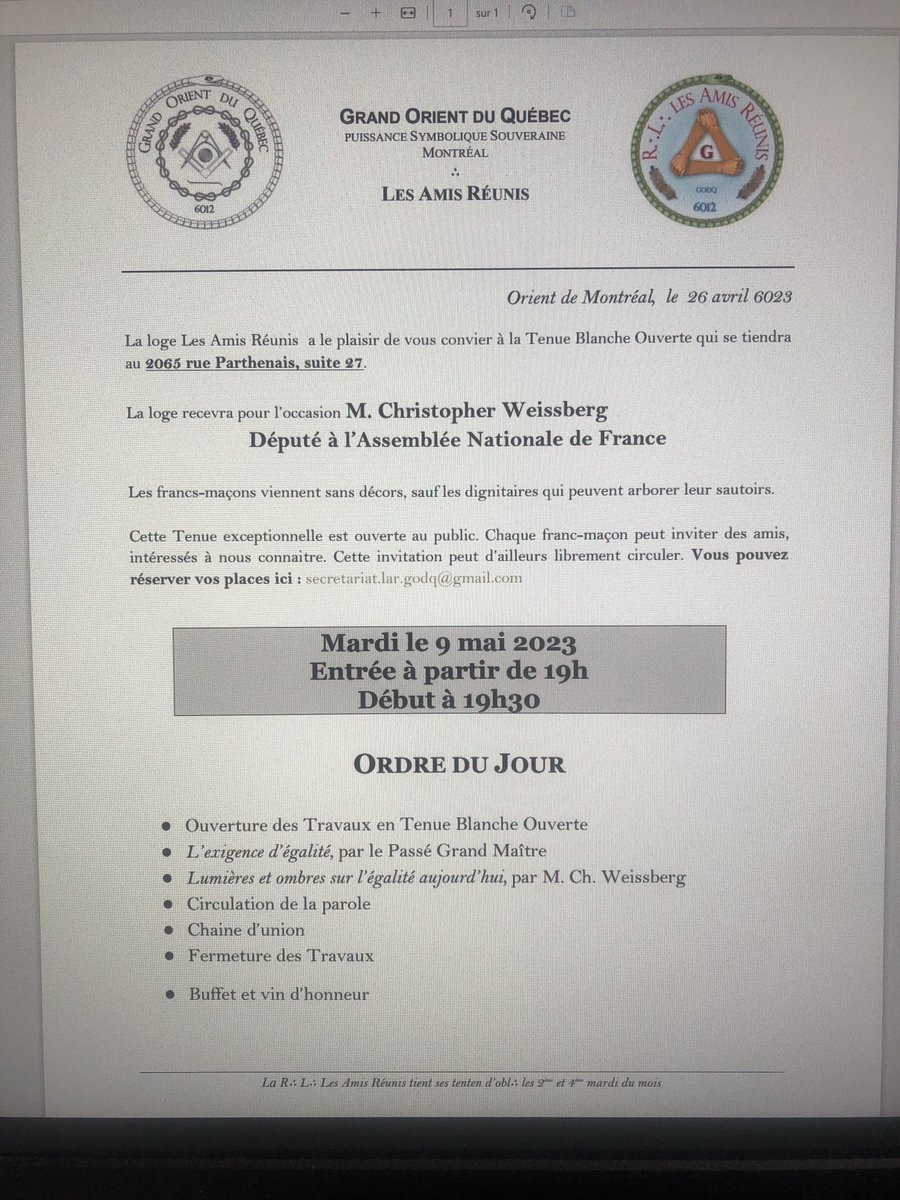 gerardsamet's tweet photo. Vous êtes cordialement invités à cette réunion.
La loge maçonnique est exceptionnellement ouverte! https://t.co/FLnclgu6Fa