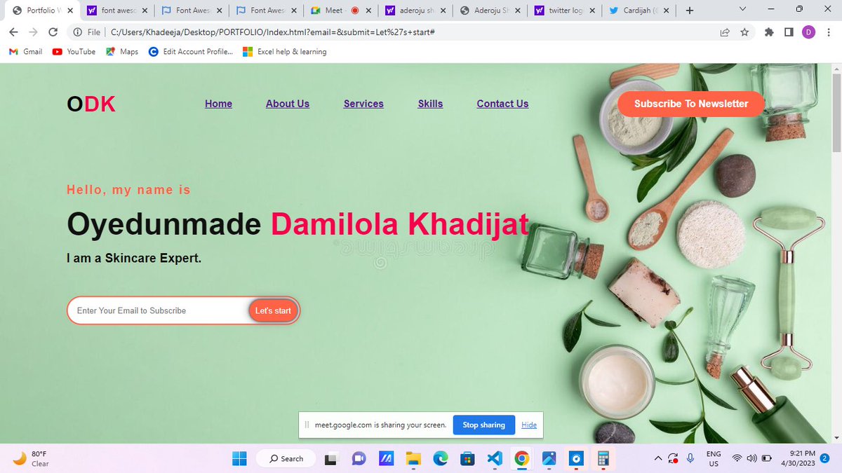Medic_o_der's tweet photo. I am excited to showcase my progress as a budding software developer. One month at @TIIDELab, been able to build my portfolio website using HTML &amp; CSS. Looking forward to building more projects.  

Your feedbacks are welcome. https://t.co/INwJVT9p2d