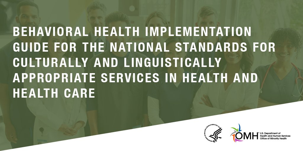 SAMHSA_Leader's tweet photo. While National #MinorityHealth Month is coming to an end, it is vital that we continue working to advance behavioral health equity. Check out the Behavioral Health Implementation Guide for CLAS, developed by @minorityhealth and SAMHSA. https://t.co/KuyBlbNiGo #NMHM2023 https://t.co/tsnGQ8duer
