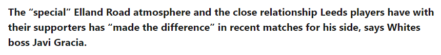 A "close relationship with the supporters", I imagine such a thing is quite scarce in the moneyleague