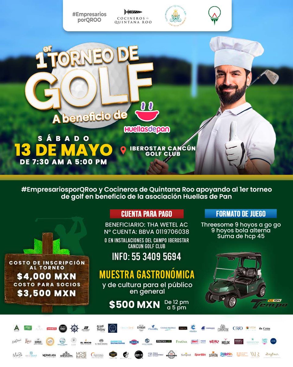 treceveinte_net's tweet photo. 1º Torneo de Golf a beneficio de Huellas de Pan: Un evento solidario y gastronómico en Cancún https://t.co/oQ25uhsLjE https://t.co/MPHN99UI01