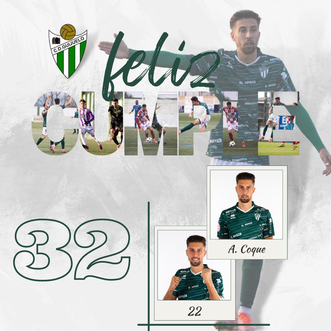 🎉 ¡Hoy es su cumpleaños! 🎊

🍾 ¡ <a href="/CoquePrz/">Alvaro Coque</a> cumple 3️⃣2️⃣ años! ¡Muchas felicidades! 🎂🎭⚽️

#CDGuijuelo | #TodoalVerde 💚