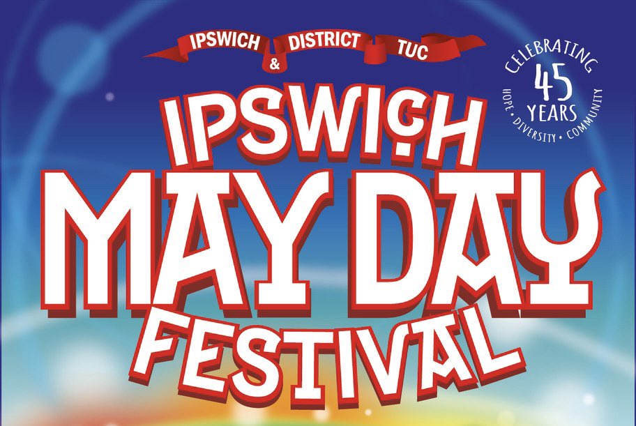 Thank you to all the bands, artists, musicians, stage hands, sound engineers, local community organisations, stall holders, facilities, security, first aiders, volunteers, our fabulous speakers, trades unions…and you, our wonderful Ipswich! See you next year! #IpswichMayDay