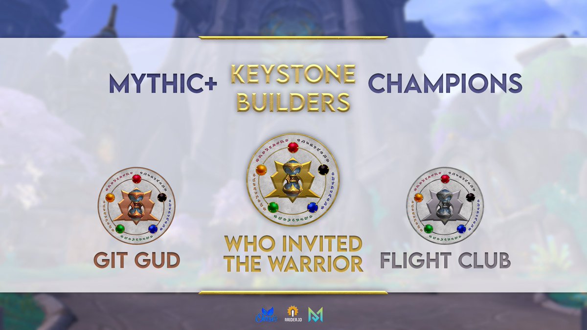 It's been an awesome weekend, but the competition is now over! ⌛️

Meet your champions of the Mythic+ Keystone Builders Tournament for Dragonflight Season 1:
🥇 - Who Invited the Warrior?
🥈 - Flight Club
🥉 - Git Gud