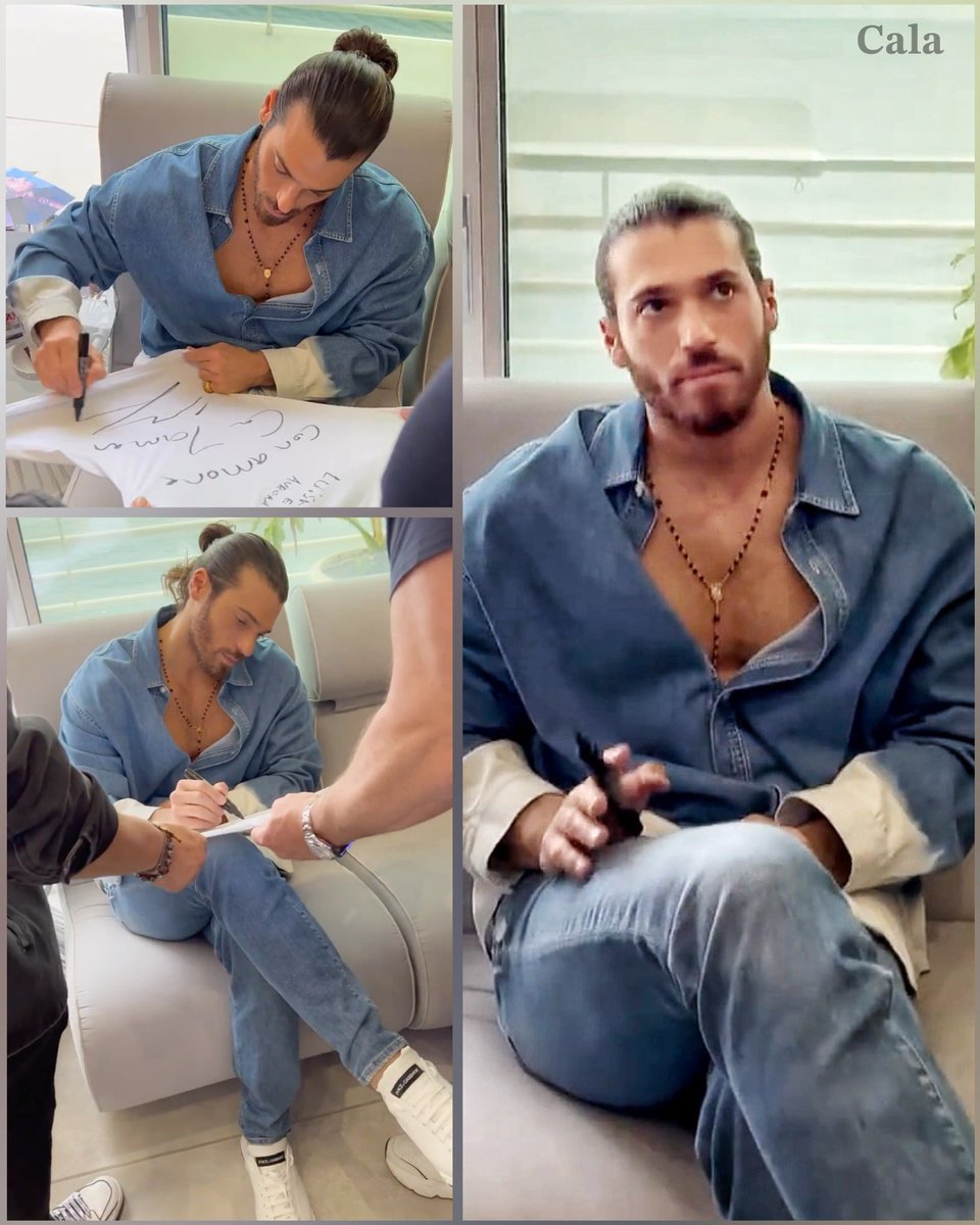 Can signs and signs and signs… he doesn’t just sign his name. He really puts an effort and writes a dedication on every book, shirt or photo.
🩵🩵🩵🩵🩵
#CanYaman 
#CanYamanForChildren 
#BreakTheWallTour2023