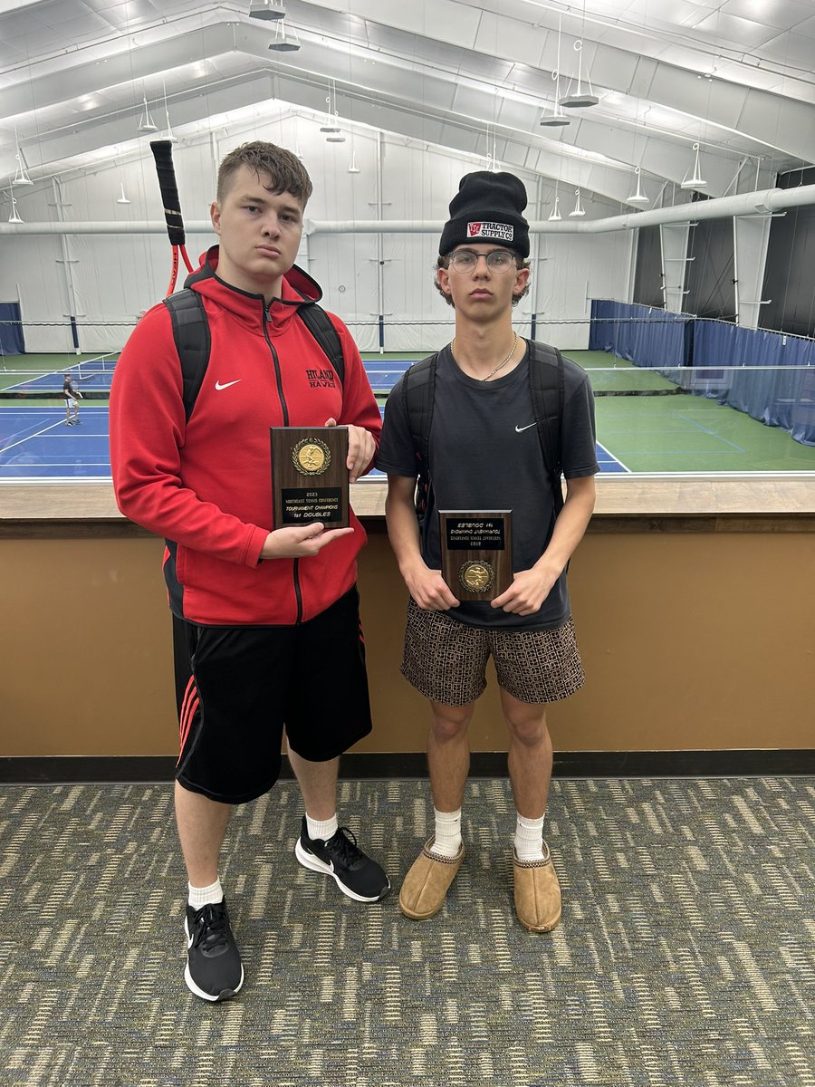 HilandAthletics's tweet photo. Congratulations to Alex Jones &amp; Kurt Kaufman! 🎾

They placed 1st at the NET conference Tournament! 

#GoHawks 🦅 https://t.co/uTTEkKRSJ5