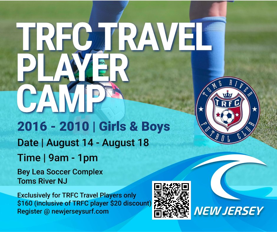 TRFC Travel Player CAMP
Click here to register
njsurf.elitesoccerclubs.com/camps/view/4752
Any questions email Terry Gradwell tgradwelltrfc@newjerseysurf.com