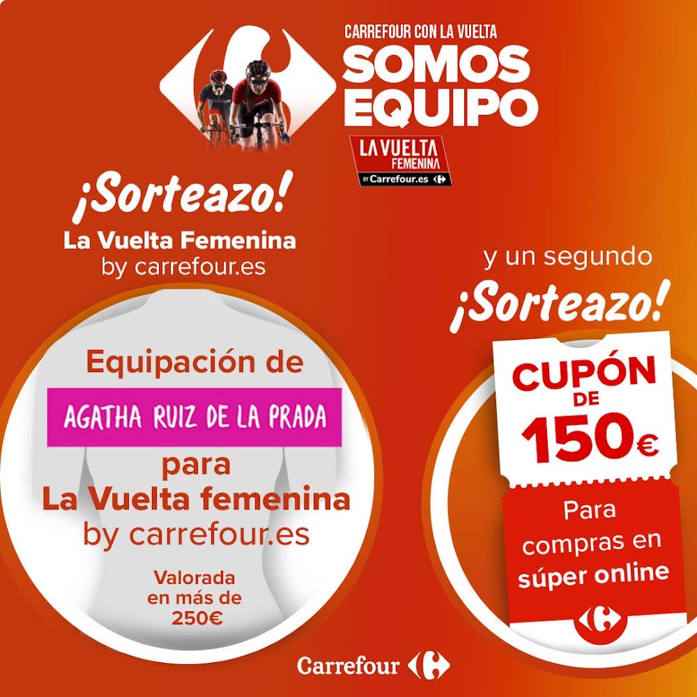 📢📢 ¡Atención!
Consigue un premio diario, ¡una equipación valorada en 150€ y un cupón de 150€ para Carrefour.es! 🚲
Solo tienes que decirnos qué es lo que más te gusta de La Vuelta Femenina By utilizando #LaVueltaFemeninaByCarrefourES
BBLL: bit.ly/3HqFUug