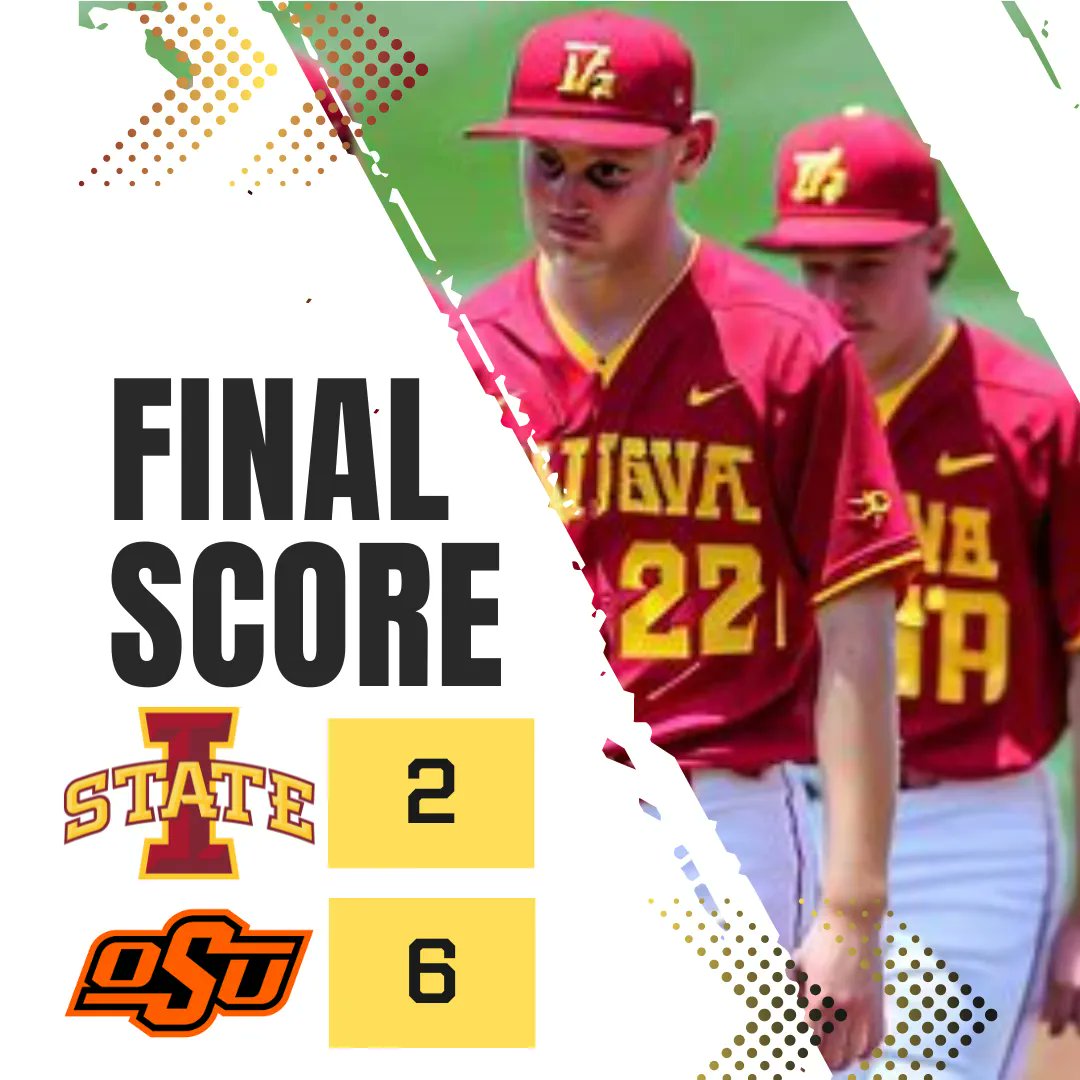GentryFordHL's tweet photo. Final: Iowa State 2, Oklahoma State 6. We lose game three and the series. Malik Davis with a rough outing, allowing six runs in 6.1 innings. Luis Torres with a solo homer in the 6th. We’ll regroup and get ready for our next series! 💯 #CycloneNation #BeatOSU https://t.co/ZAxaBsS1w6
