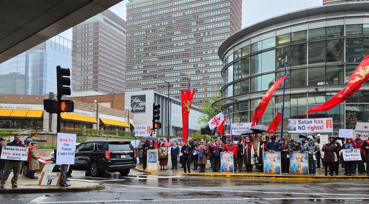 LucienGreaves's tweet photo. Not only did their god fail to prevent the inspiring success of SatanCon, but as a final insult His pissing wrath fell upon their heads on the final day as they protested. https://t.co/JMkwUIjDnn