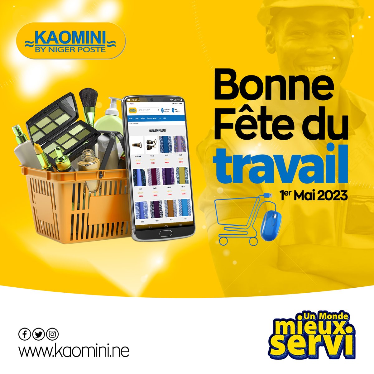 kaominiShop's tweet photo. #Kaomini vous souhaite une Bonne Fête du 1er Mai.

#Kaomini
#By_NigerPoste
#1erMai https://t.co/gAGn02lASH