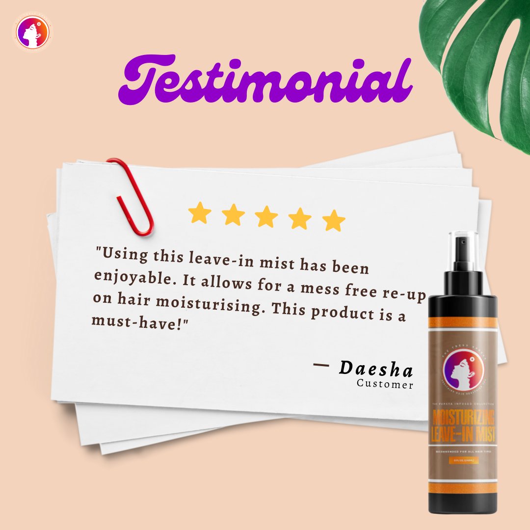 Thank you for the lovely review, Daesha! 📷
Detangle and reduce frizz, without the fuss, only with our moisturizing leave in mist!📷
#clientlove #nourishyourhair #naturalhairfriendly #relaxedhairfriendly