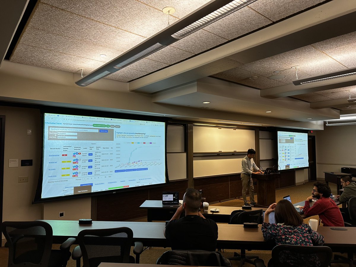 UgurKursuncu's tweet photo. Zhouhan Chen @chenzhouhan demonstrating Information Tracer that he developed to trace narratives and provide contextual information around social events. It is helpful for journalists and researchers.He keeps on developing w/ his startup Safe Link.

Chaired by @frapi9 
#CySoc2023 https://t.co/LCtX8B2yzJ