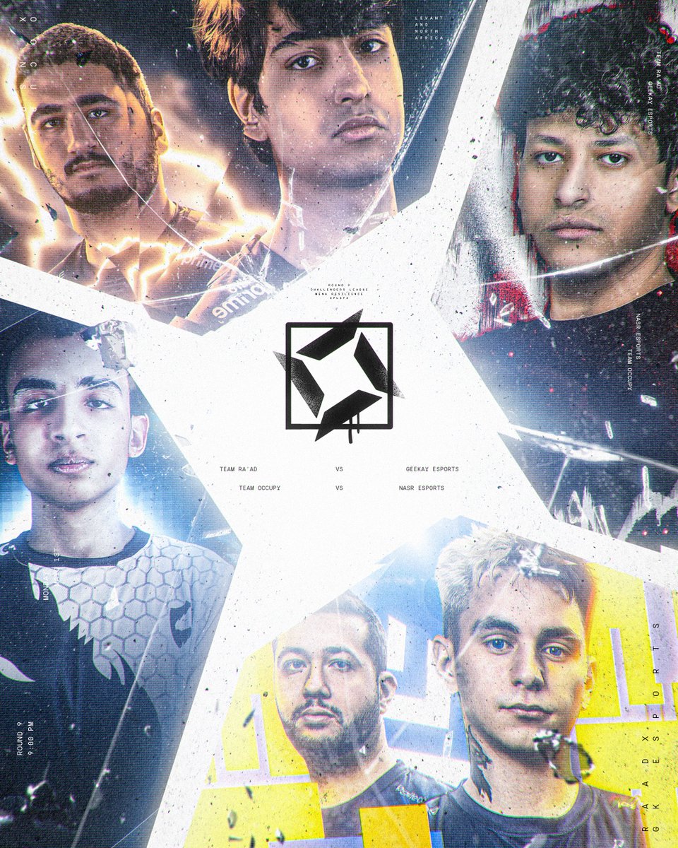 Time to shine ? ✨
New Poster By (Me, <a href="/morsitoo1/">Morsitoo</a>, and unknown)
We all 3 worked on this POSTER for ROUND 9 <a href="/valesports_ar/">VALORANT Esports Arabia</a>, we designed 4 posters for the 4 teams and put them in one poster as you can see
RAAD VS GEEKAY
NASR VS OCCUPY 
We're proud🥰❤
#eSports #MENA #poster #Proud