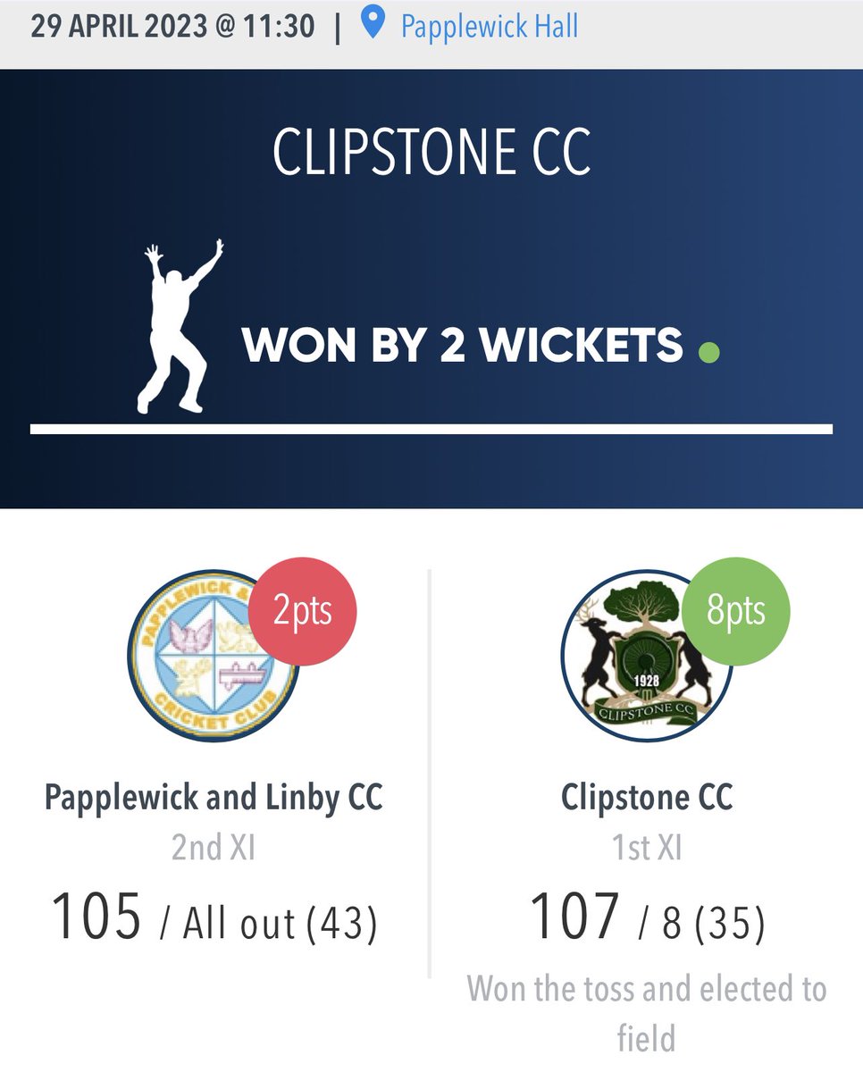 Clipstone Cricket Club (@clipstoneclub) on Twitter photo Great to get over the line this weekend and gain our first win in the 2023 season - bowled great special mention to <a href="/Tinnylufc/">christopher tindle</a> who has been amazing on his return - and a great knock yesterday by the second elder statesman <a href="/leewils10/">Lee Wilson</a> #clipo8 Great to get over the line this weekend and gain our first win in the 2023 season - bowled great special mention to <a href="/Tinnylufc/">christopher tindle</a> who has been amazing on his return - and a great knock yesterday by the second elder statesman <a href="/leewils10/">Lee Wilson</a> #clipo8