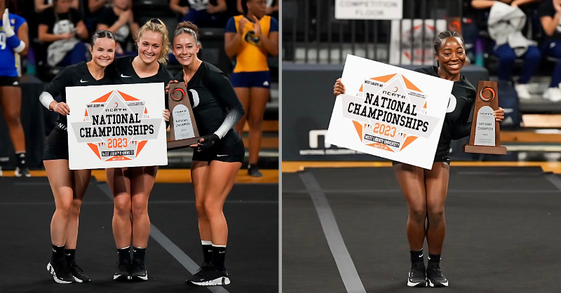 OregonAcroTumb's tweet photo. A pair of stellar Sunday performances highlighted the close of the 2023 season!

#GoDucks | #power