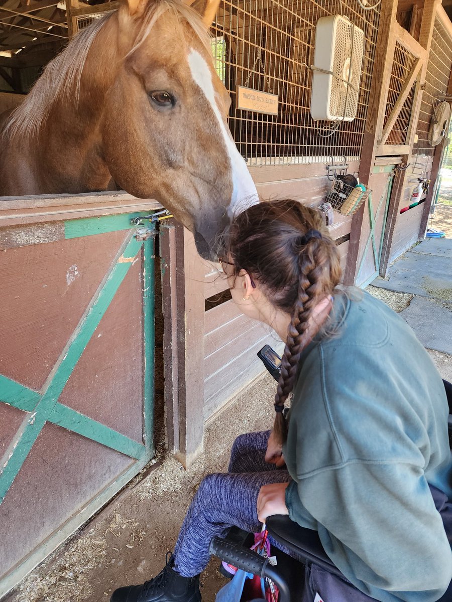DADTH's tweet photo. Not even a blustery day could keep our dedicated riders and volunteers from our Saturday session schedule! Thank you all who make these moments possible. We are changing lives, one hoofbeat at a time ��️🐴 #dreamadreamtherapeutichorsemanship #therapeutichorsebackriding https://t.co/hYhxln1ulL