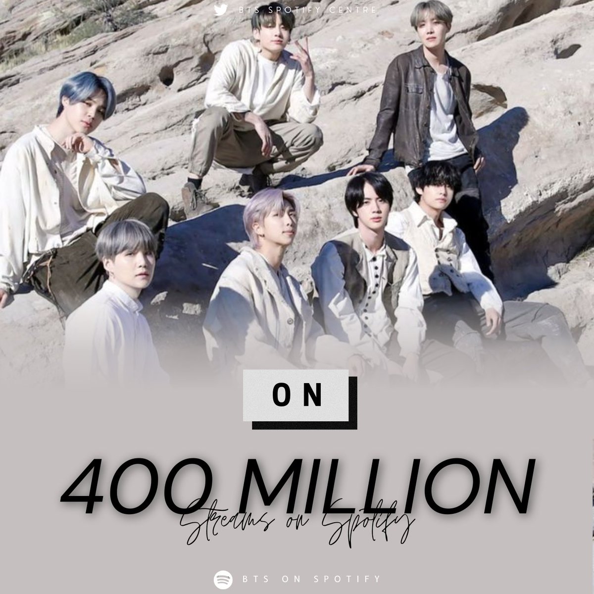 btspotifycentre's tweet photo. "ON" has surpassed 400 MILLION streams on Spotify! This is @BTS_twt's 13th song to do so! https://t.co/vWrHFuTwST