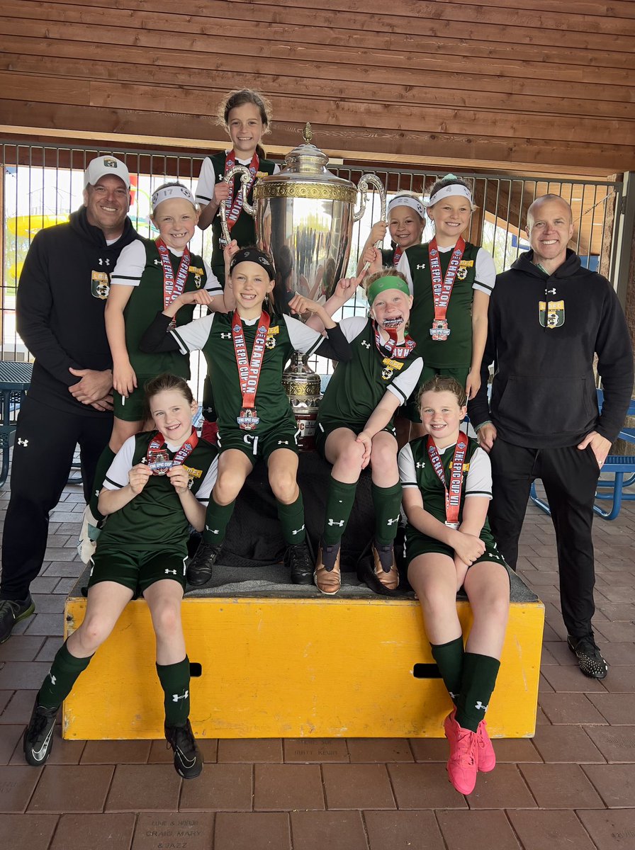 LMFCCoachBill's tweet photo. Not sure what was better… my girls winning their first ever tournament in their second season or getting a selfie with Russell the legend of @CincySC . Russell is a good dude but I’m so proud of these girls!  @EpicCupSoccer #LargestTrophyKnownToMankind https://t.co/ylVQQabo50