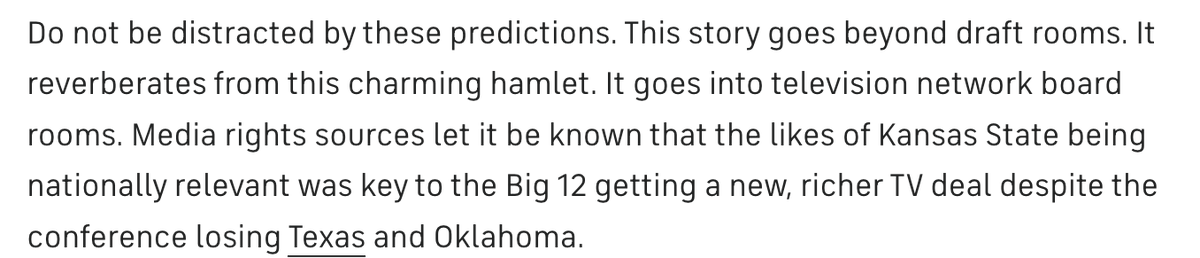 jlkurtz's tweet image. Can we talk about this blurb from Dennis Dodd's CBS Sports piece? K-State is now beefing up the Big 12's TV deal. 

cbssports.com/college-footba…