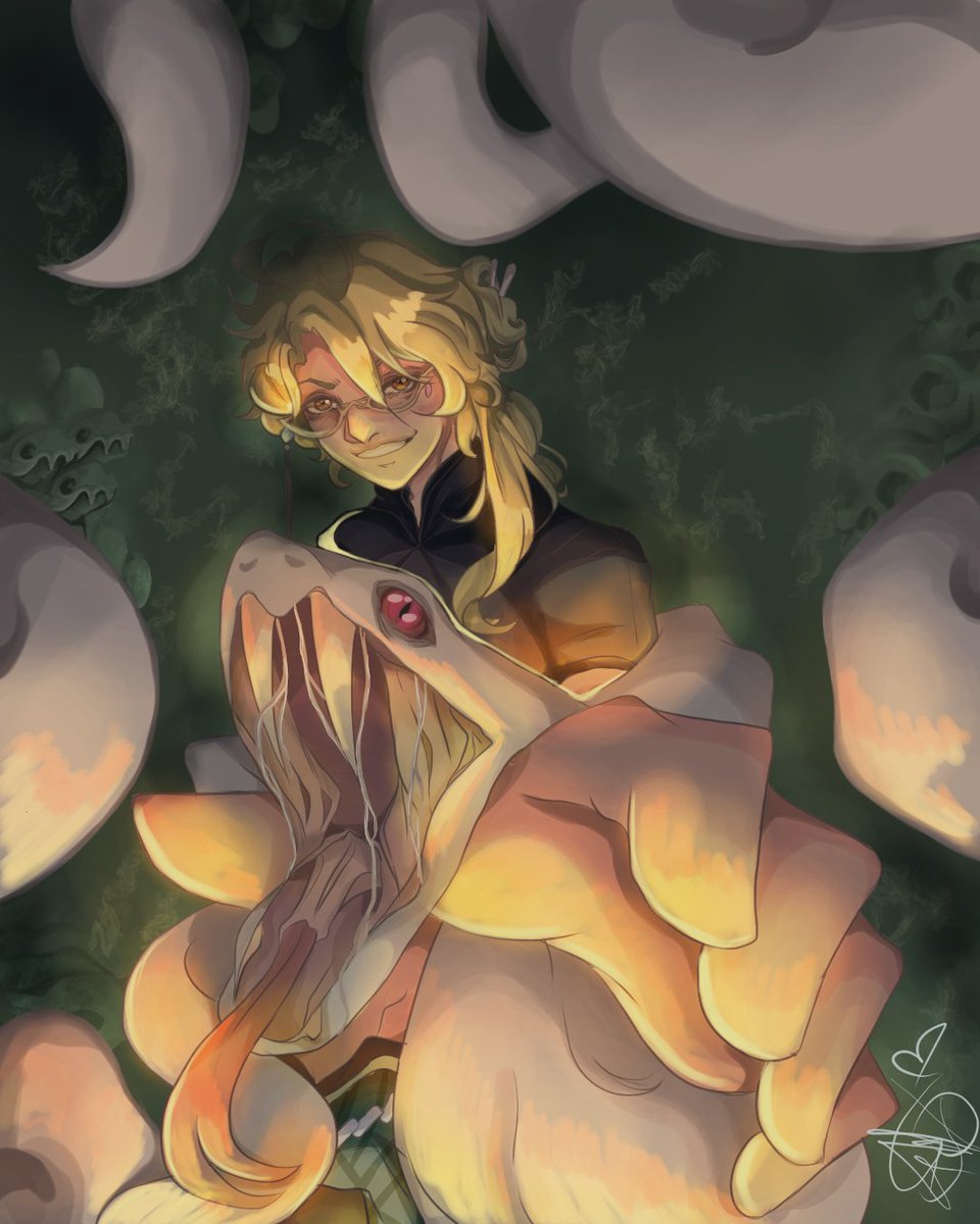 Hadisart20's tweet photo. Again baizhu. Have tried to deal more with light there it is on my instagram acc too. Name frome it in my bio. I wann to post more on instagram soon. 
#Baizhu #GenshinImpact https://t.co/kRNSpsREPN