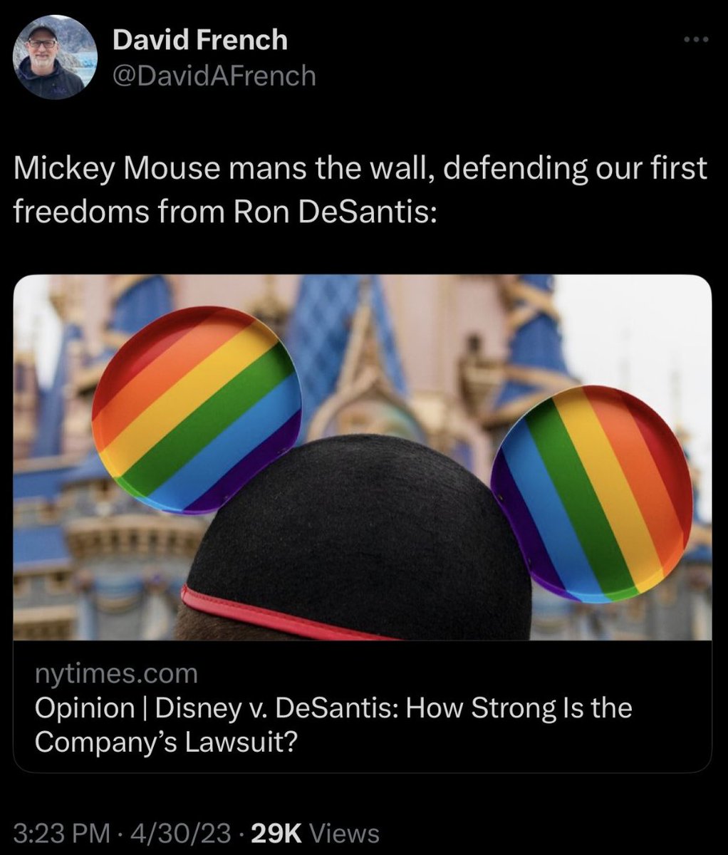 MaxNordau's tweet photo. David French and Donald Trump agree: LEAVE DISNEY ALONE!!! https://t.co/3WccBKTJJC