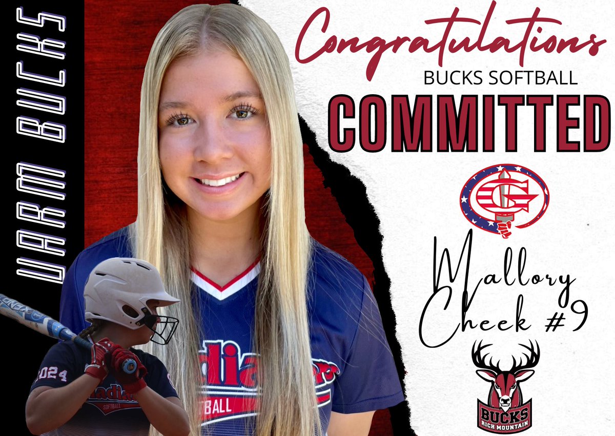 We are so excited to Congratulate our 18u Glad <a href="/mallorycheekk/">mallory cheek</a> on her commitment to <a href="/UARMSoftball/">UARM Bucks Softball</a>!! We are so proud of you and can’t wait to see what your future holds as a Buck! 🦌⚔️🥎  #GoBucks #UARM #GetRich #SwordsUp #GladiatorsSoftball