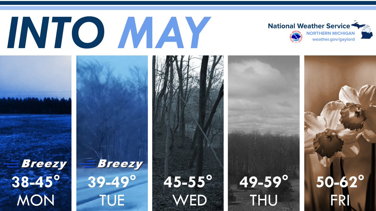 NWSGaylord's tweet photo. If you're waiting to say #byebyebye to #winter, you'll have to wait a few more days...even though in just a few hours, #itsgonnabemay. #miwx #northernmichigan #whenaretheybringingsummerback #okayweredonenow https://t.co/OGzHR2EIE8